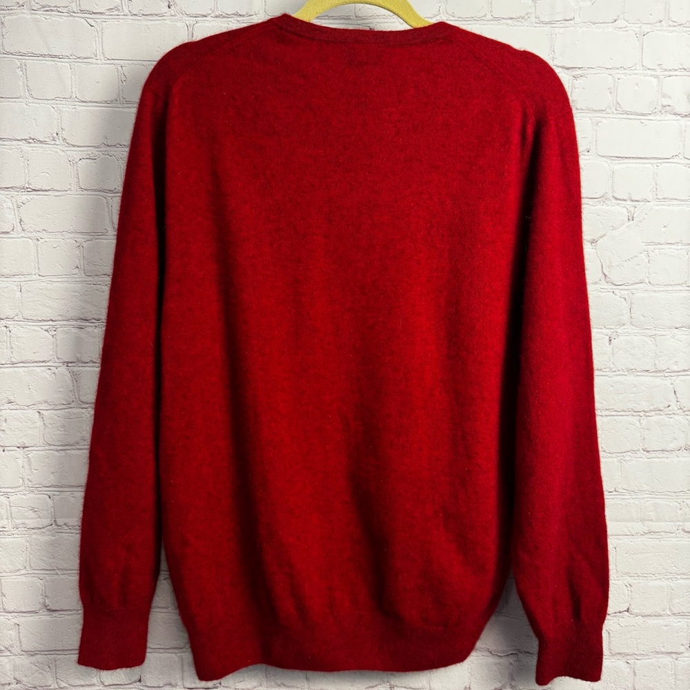 Possum down Uniquely NZ v neck red grandpa retro sweater size Large Merino wool - Picture 4 of 6